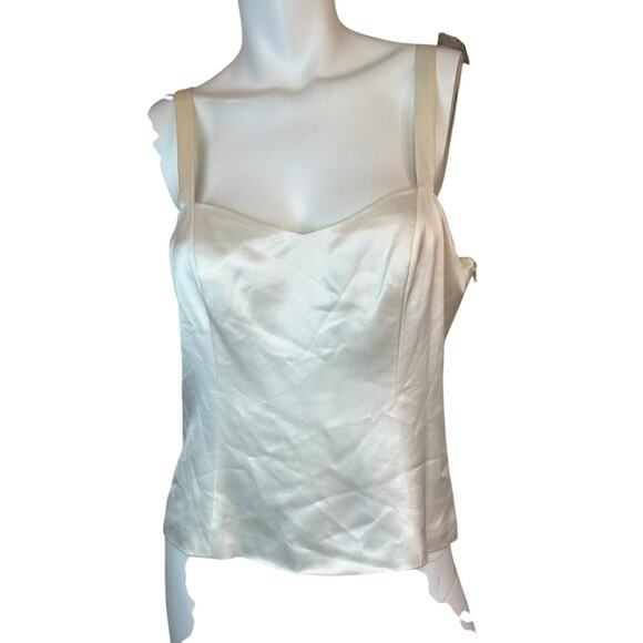 Musani Couture Women's White Designer Satin Tank Shell sz 44=L - Picture 1 of 6